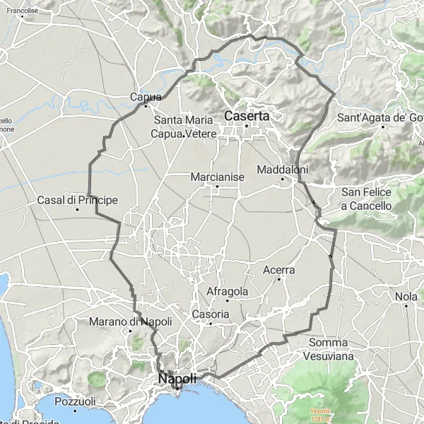 Map miniature of "Chiaia - Belvedere San Martino Loop" cycling inspiration in Campania, Italy. Generated by Tarmacs.app cycling route planner