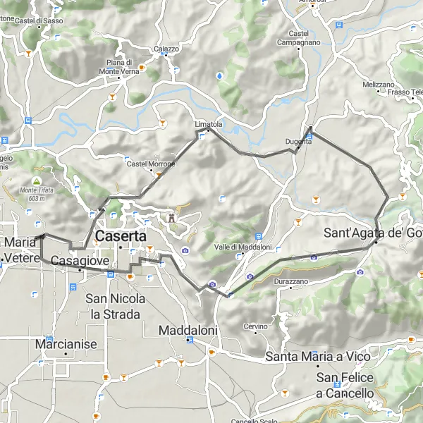 Map miniature of "Historical Road Cycling Route" cycling inspiration in Campania, Italy. Generated by Tarmacs.app cycling route planner