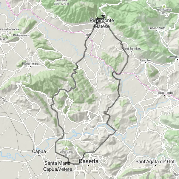 Map miniature of "The Ultimate Mountain Challenge" cycling inspiration in Campania, Italy. Generated by Tarmacs.app cycling route planner