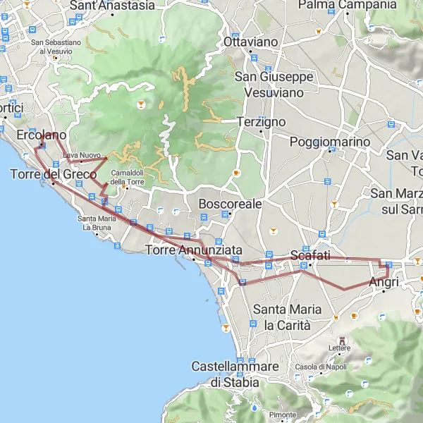 Map miniature of "Gravel Adventure in Campania" cycling inspiration in Campania, Italy. Generated by Tarmacs.app cycling route planner