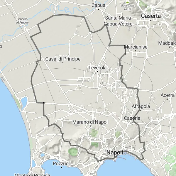 Miniatura della mappa di ispirazione al ciclismo "Giro in bici tra Ercolano e Barra" nella regione di Campania, Italy. Generata da Tarmacs.app, pianificatore di rotte ciclistiche
