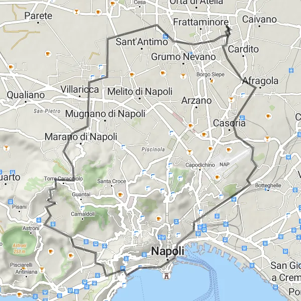 Map miniature of "Afragola Route" cycling inspiration in Campania, Italy. Generated by Tarmacs.app cycling route planner