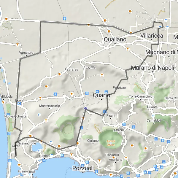 Miniatura della mappa di ispirazione al ciclismo "Tour in bicicletta tra Marano di Napoli e Qualiano" nella regione di Campania, Italy. Generata da Tarmacs.app, pianificatore di rotte ciclistiche