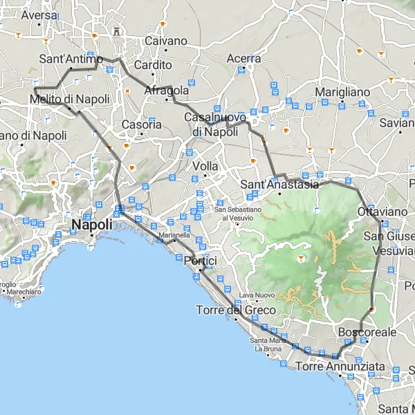Miniatura della mappa di ispirazione al ciclismo "Pedalata tra Afragola e Melito di Napoli" nella regione di Campania, Italy. Generata da Tarmacs.app, pianificatore di rotte ciclistiche