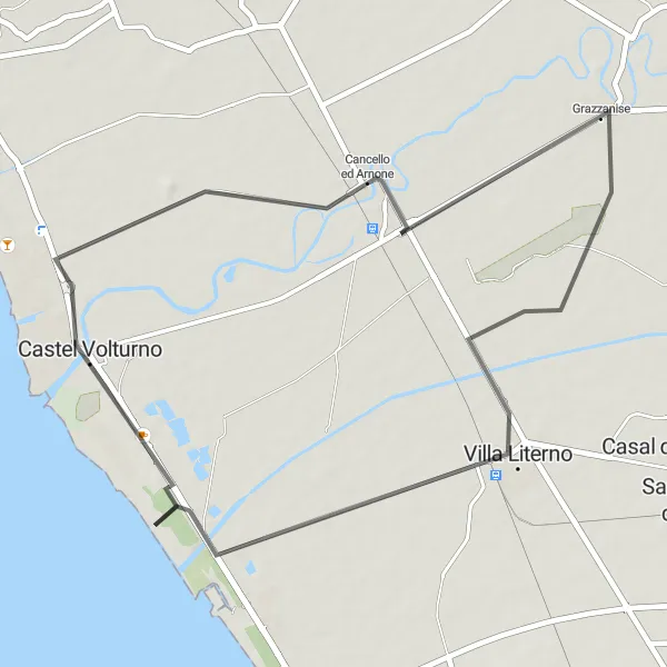 Map miniature of "Grazzanise to Cancello ed Arnone" cycling inspiration in Campania, Italy. Generated by Tarmacs.app cycling route planner