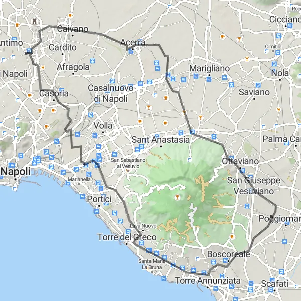Map miniature of "Acerra Loop" cycling inspiration in Campania, Italy. Generated by Tarmacs.app cycling route planner