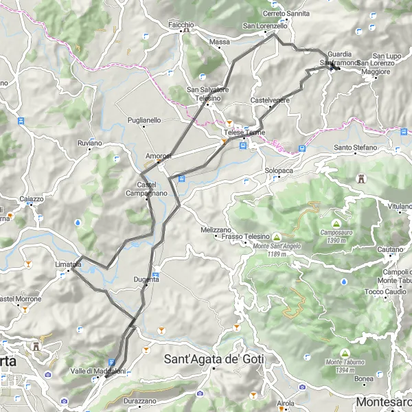 Map miniature of "Scenic Wonders" cycling inspiration in Campania, Italy. Generated by Tarmacs.app cycling route planner