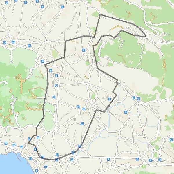 Miniatura della mappa di ispirazione al ciclismo "Giro in bici intorno a Lauro attraverso Scafati e Ottaviano" nella regione di Campania, Italy. Generata da Tarmacs.app, pianificatore di rotte ciclistiche