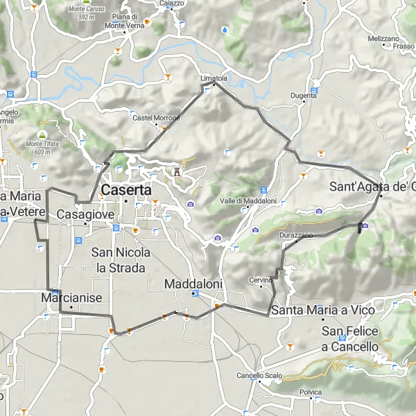 Miniatura della mappa di ispirazione al ciclismo "Giro in bicicletta alla scoperta di San Silvestro e Marcianise" nella regione di Campania, Italy. Generata da Tarmacs.app, pianificatore di rotte ciclistiche