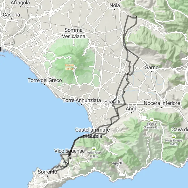 Miniatura della mappa di ispirazione al ciclismo "Giro in bici da Marzano di Nola" nella regione di Campania, Italy. Generata da Tarmacs.app, pianificatore di rotte ciclistiche