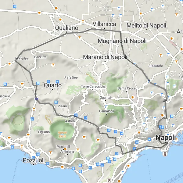 Map miniature of "Montecalvario - Naples Loop" cycling inspiration in Campania, Italy. Generated by Tarmacs.app cycling route planner