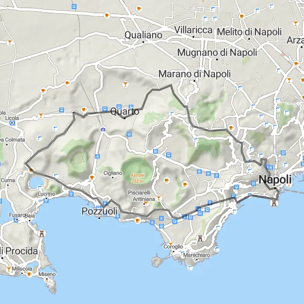 Map miniature of "Montecalvario to Monte Spina and back" cycling inspiration in Campania, Italy. Generated by Tarmacs.app cycling route planner