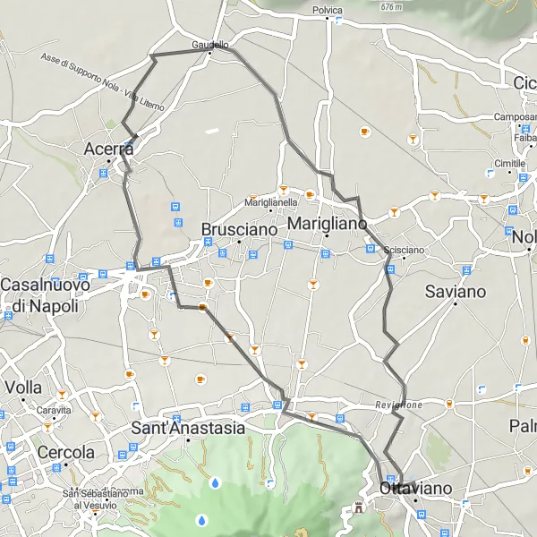 Miniatura della mappa di ispirazione al ciclismo "Giro in bici tra Somma Vesuviana e Reviglione" nella regione di Campania, Italy. Generata da Tarmacs.app, pianificatore di rotte ciclistiche