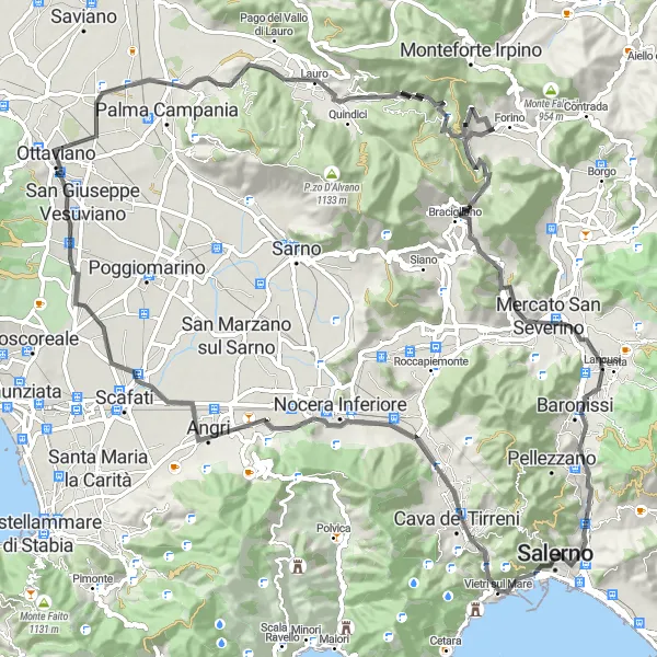 Map miniature of "Lauro Circuit" cycling inspiration in Campania, Italy. Generated by Tarmacs.app cycling route planner