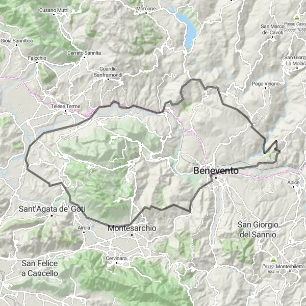 Miniatura della mappa di ispirazione al ciclismo "Avventura in bicicletta tra le colline di Paduli" nella regione di Campania, Italy. Generata da Tarmacs.app, pianificatore di rotte ciclistiche
