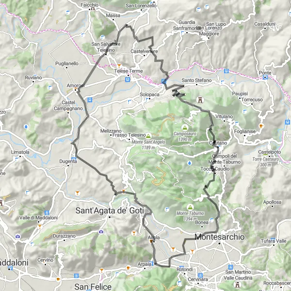 Map miniature of "The Ascending Challenge" cycling inspiration in Campania, Italy. Generated by Tarmacs.app cycling route planner