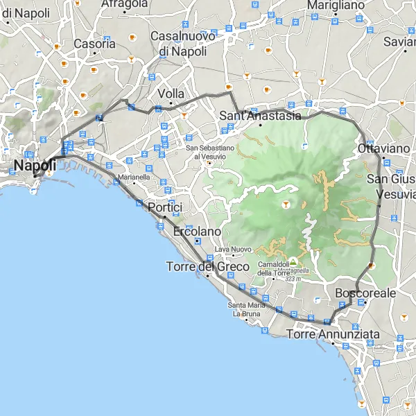 Map miniature of "The Hilltops of Campania" cycling inspiration in Campania, Italy. Generated by Tarmacs.app cycling route planner