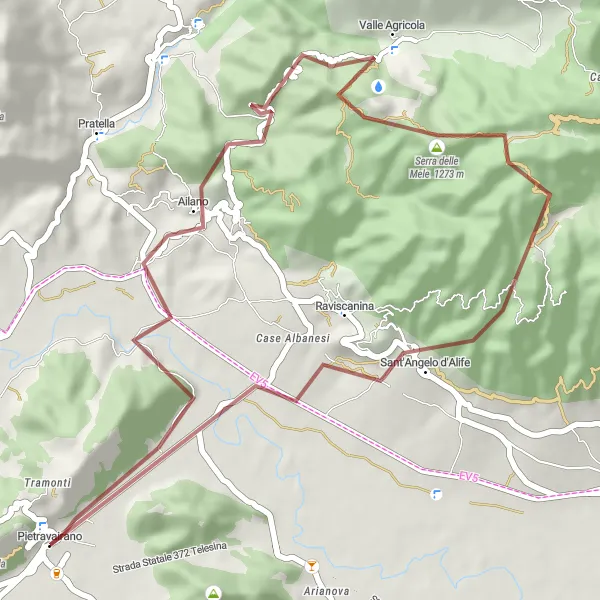 Miniatura della mappa di ispirazione al ciclismo "Esplorazione tra Ailano e Sant'Angelo d'Alife" nella regione di Campania, Italy. Generata da Tarmacs.app, pianificatore di rotte ciclistiche