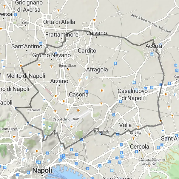 Miniatura della mappa di ispirazione al ciclismo "Cicloturismo tra Borghi e Paesaggi" nella regione di Campania, Italy. Generata da Tarmacs.app, pianificatore di rotte ciclistiche
