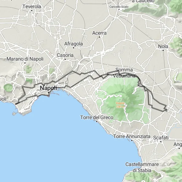Map miniature of "The Vesuvio Hills" cycling inspiration in Campania, Italy. Generated by Tarmacs.app cycling route planner