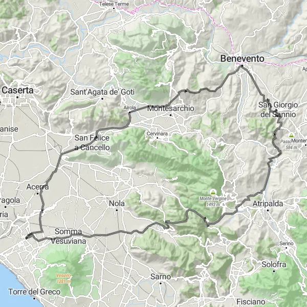Miniatura della mappa di ispirazione al ciclismo "Avventura in bicicletta da Ponticelli a Gaudello" nella regione di Campania, Italy. Generata da Tarmacs.app, pianificatore di rotte ciclistiche