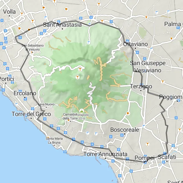 Miniatura della mappa di ispirazione al ciclismo "Sentieri Vesuviani" nella regione di Campania, Italy. Generata da Tarmacs.app, pianificatore di rotte ciclistiche