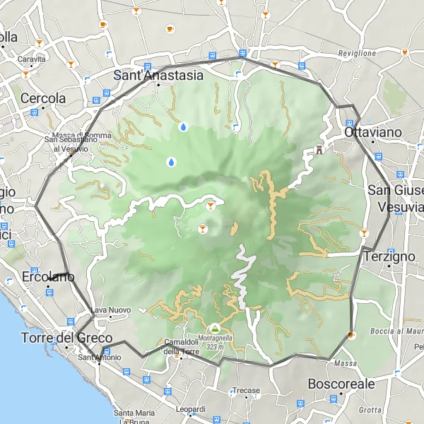 Map miniature of "Journey to Boscoreale" cycling inspiration in Campania, Italy. Generated by Tarmacs.app cycling route planner