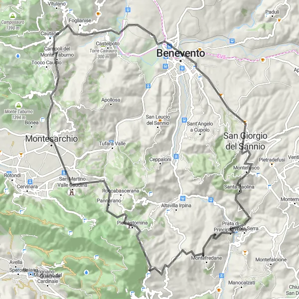 Miniatura della mappa di ispirazione al ciclismo "Esplorazione in bicicletta tra natura e cultura" nella regione di Campania, Italy. Generata da Tarmacs.app, pianificatore di rotte ciclistiche