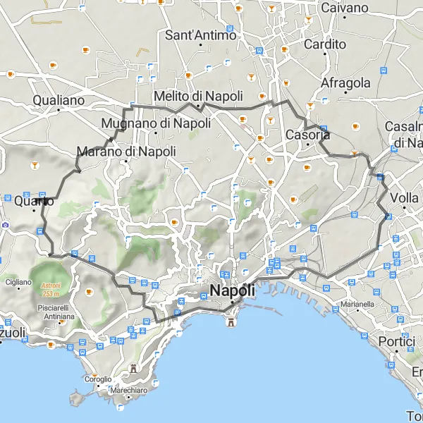 Map miniature of "Melito di Napoli Loop" cycling inspiration in Campania, Italy. Generated by Tarmacs.app cycling route planner