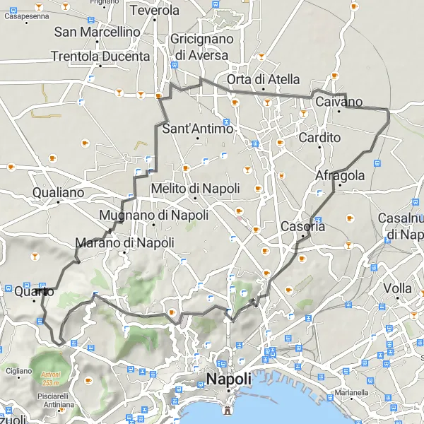 Map miniature of "Cultural Excursion" cycling inspiration in Campania, Italy. Generated by Tarmacs.app cycling route planner