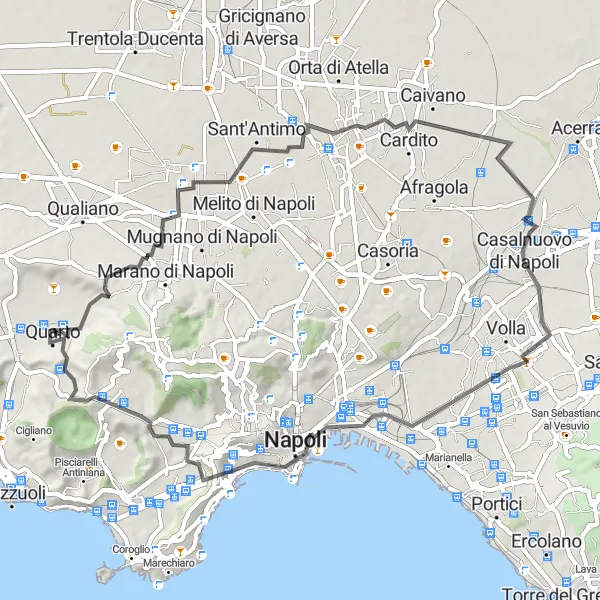 Map miniature of "Cultural Journey" cycling inspiration in Campania, Italy. Generated by Tarmacs.app cycling route planner