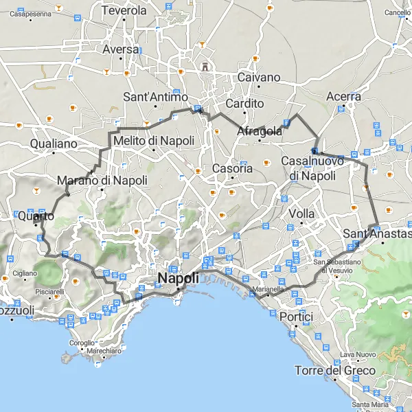 Miniatura della mappa di ispirazione al ciclismo "Giro cicloturistico tra Grumo Nevano e Quarto" nella regione di Campania, Italy. Generata da Tarmacs.app, pianificatore di rotte ciclistiche