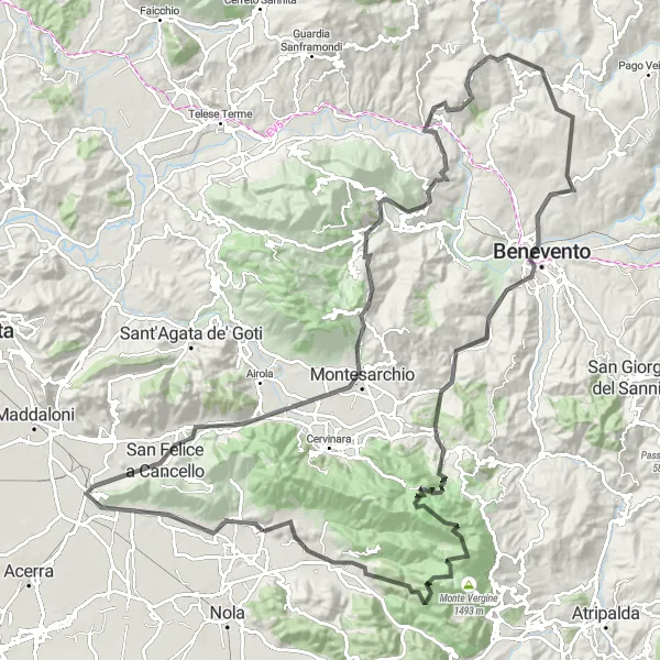 Map miniature of "Explore Roccarainola and its Surroundings" cycling inspiration in Campania, Italy. Generated by Tarmacs.app cycling route planner