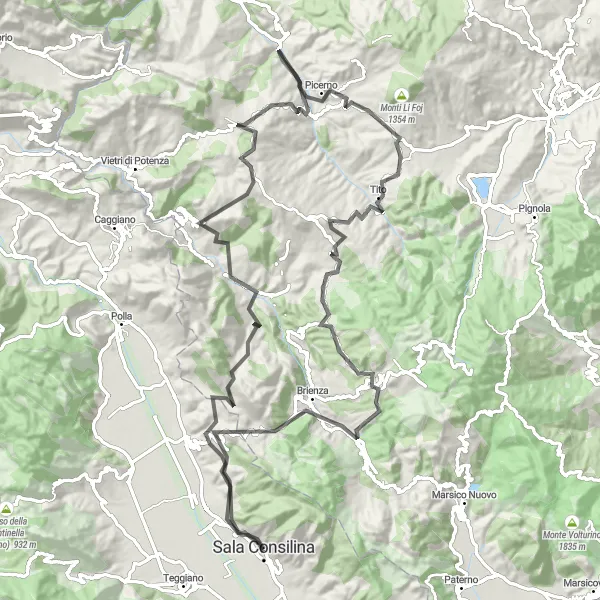 Miniatura della mappa di ispirazione al ciclismo "Sala Consilina - Castello" nella regione di Campania, Italy. Generata da Tarmacs.app, pianificatore di rotte ciclistiche
