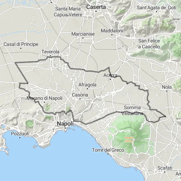 Map miniature of "The Vesuviano Sprint" cycling inspiration in Campania, Italy. Generated by Tarmacs.app cycling route planner