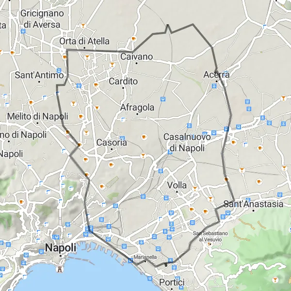 Map miniature of "The Grumo Nevano Adventure" cycling inspiration in Campania, Italy. Generated by Tarmacs.app cycling route planner