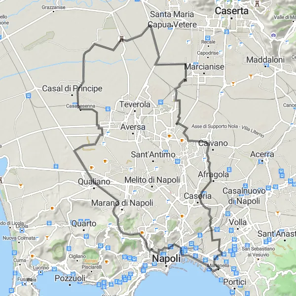 Map miniature of "Historic Sites and Countryside Ride" cycling inspiration in Campania, Italy. Generated by Tarmacs.app cycling route planner