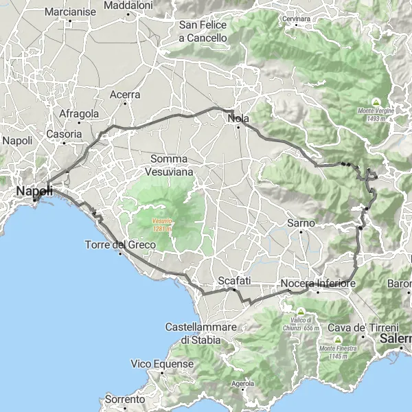 Miniatura della mappa di ispirazione al ciclismo "Giro in bici da San Giuseppe" nella regione di Campania, Italy. Generata da Tarmacs.app, pianificatore di rotte ciclistiche