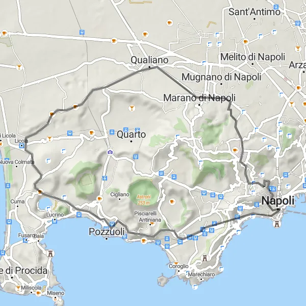 Map miniature of "San Giuseppe and Monte Spina Loop" cycling inspiration in Campania, Italy. Generated by Tarmacs.app cycling route planner