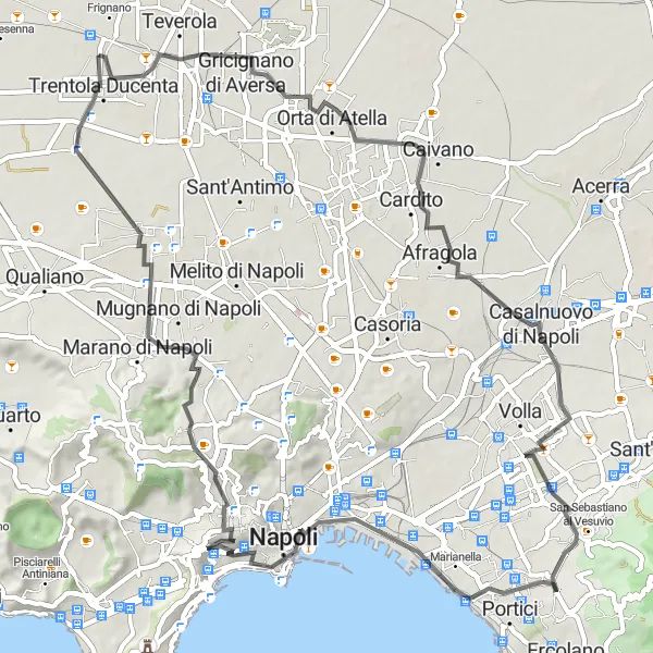 Miniatura della mappa di ispirazione al ciclismo "Giro in bicicletta verso Gricignano di Aversa" nella regione di Campania, Italy. Generata da Tarmacs.app, pianificatore di rotte ciclistiche