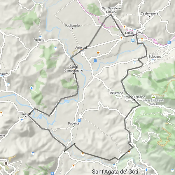Map miniature of "The Sannio Countryside Loop" cycling inspiration in Campania, Italy. Generated by Tarmacs.app cycling route planner