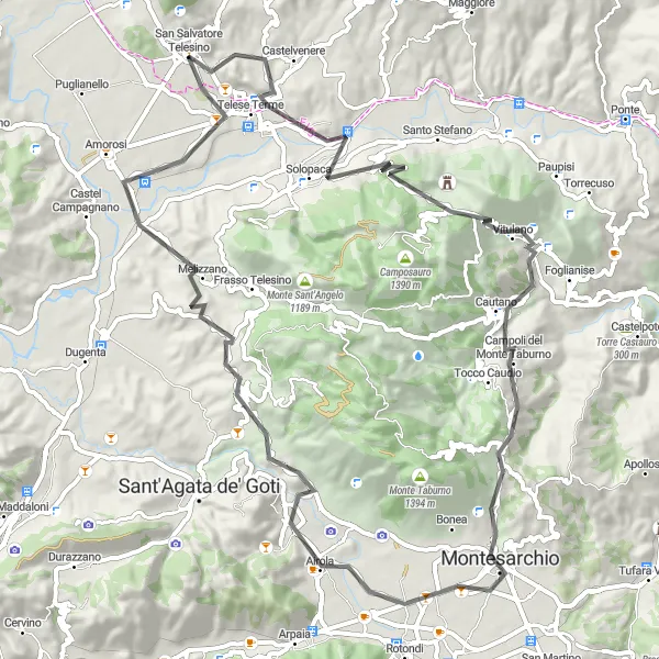 Map miniature of "San Salvatore Telesino -  Loop" cycling inspiration in Campania, Italy. Generated by Tarmacs.app cycling route planner