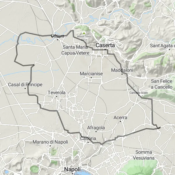 Miniatura della mappa di ispirazione al ciclismo "Passeggiata in bicicletta da Arzano a San Vitaliano" nella regione di Campania, Italy. Generata da Tarmacs.app, pianificatore di rotte ciclistiche