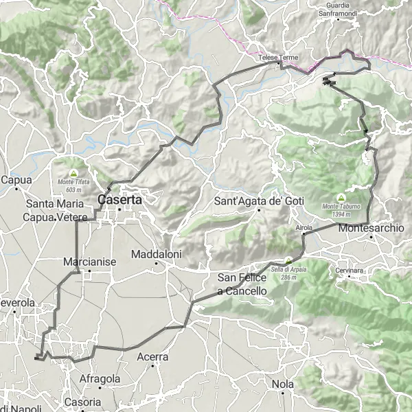 Map miniature of "Mountainous Adventure" cycling inspiration in Campania, Italy. Generated by Tarmacs.app cycling route planner