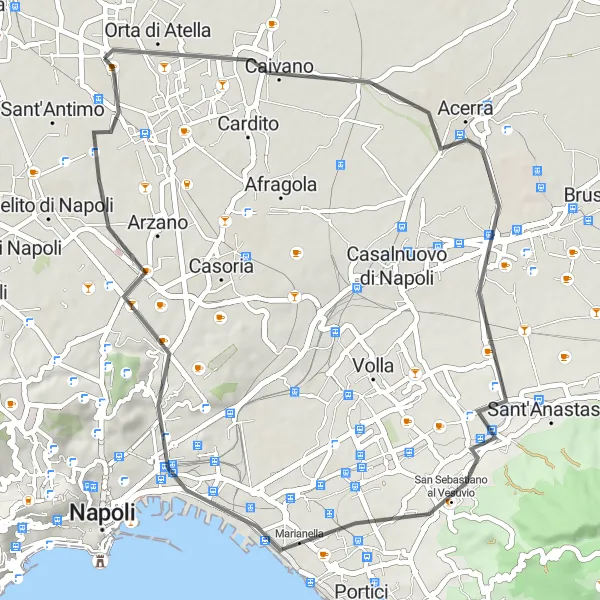 Miniatura della mappa di ispirazione al ciclismo "Tour in bicicletta alla scoperta di Acerra e San Sebastiano al Vesuvio" nella regione di Campania, Italy. Generata da Tarmacs.app, pianificatore di rotte ciclistiche