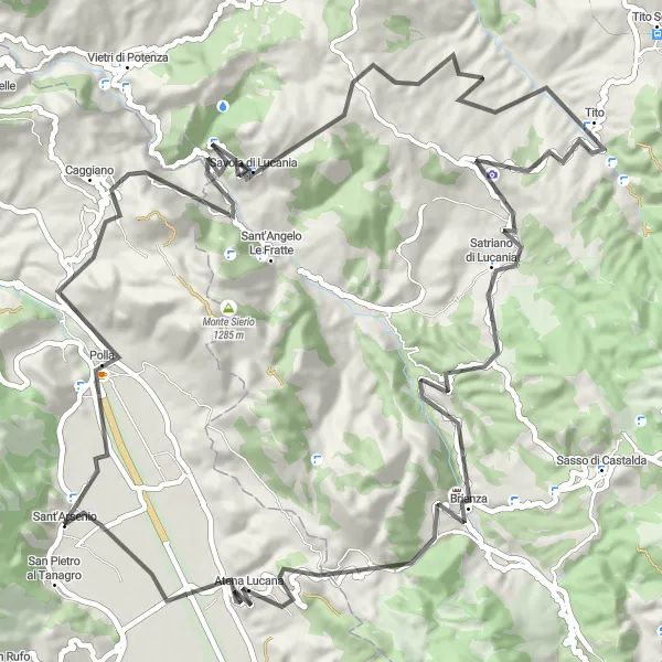 Map miniature of "Capo la Serra Loop" cycling inspiration in Campania, Italy. Generated by Tarmacs.app cycling route planner