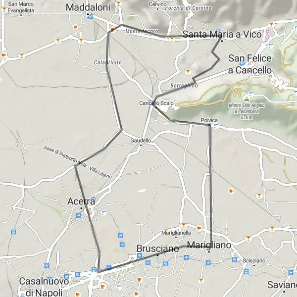 Map miniature of "Cycling Route from Santa Maria a Vico" cycling inspiration in Campania, Italy. Generated by Tarmacs.app cycling route planner