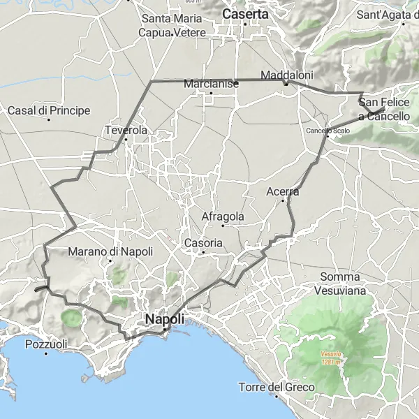 Map miniature of "Cycling Exploration of Naples and Surroundings" cycling inspiration in Campania, Italy. Generated by Tarmacs.app cycling route planner