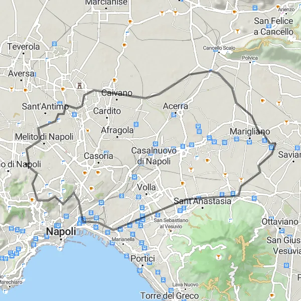 Map miniature of "The Sant'Anastasia - Belvedere Loop" cycling inspiration in Campania, Italy. Generated by Tarmacs.app cycling route planner