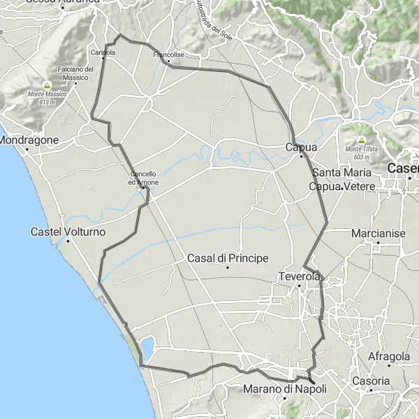 Map miniature of "The Nature Retreat" cycling inspiration in Campania, Italy. Generated by Tarmacs.app cycling route planner